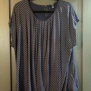 Chaps Navy Blue Patterned Women's Blouse